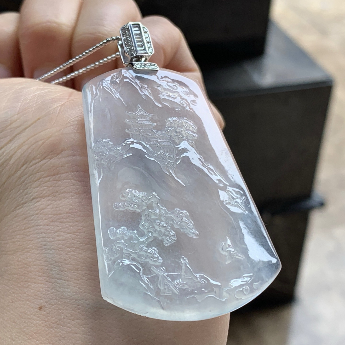 金扣冰种山水牌^_^尺寸58