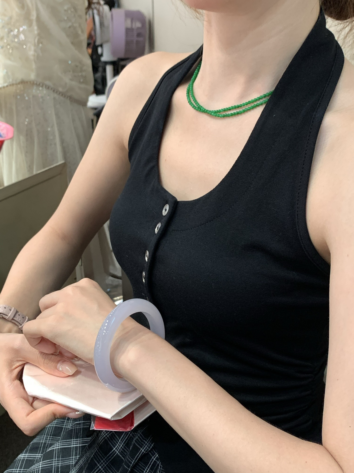 尺寸58.6/12.6/10.3，冰紫罗兰手镯
水润细腻 冰透