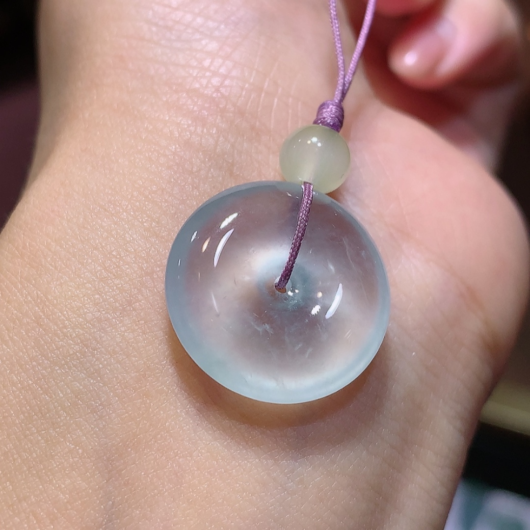 ️️高冰平安扣挂件，无裂，翠色鲜阳，佩戴优雅气质，货号16416，19.9-5.6