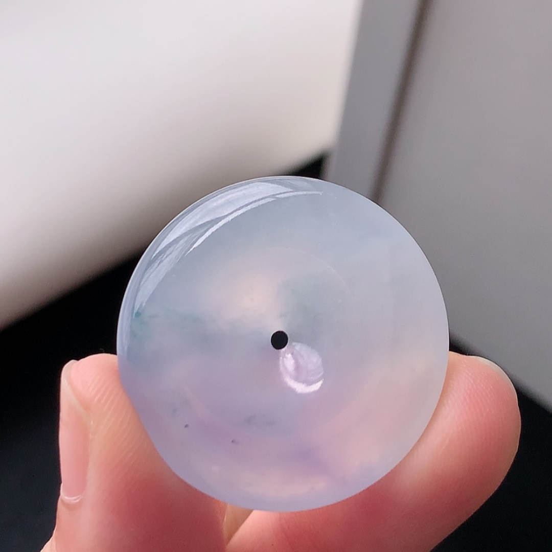 ️️高冰紫平安扣挂件 种色 翠色冰阳鲜甜 佩戴清新自然 货号98417，28.3-5.9