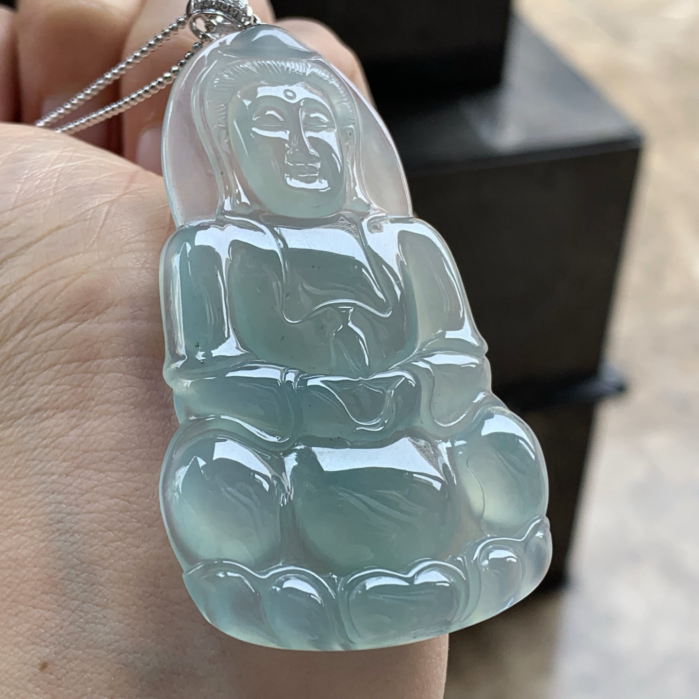 金扣冰蓝观音^_^鲜艳 尺寸64.8