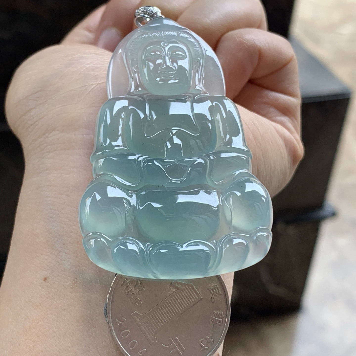 金扣冰蓝观音^_^鲜艳 尺寸64.8