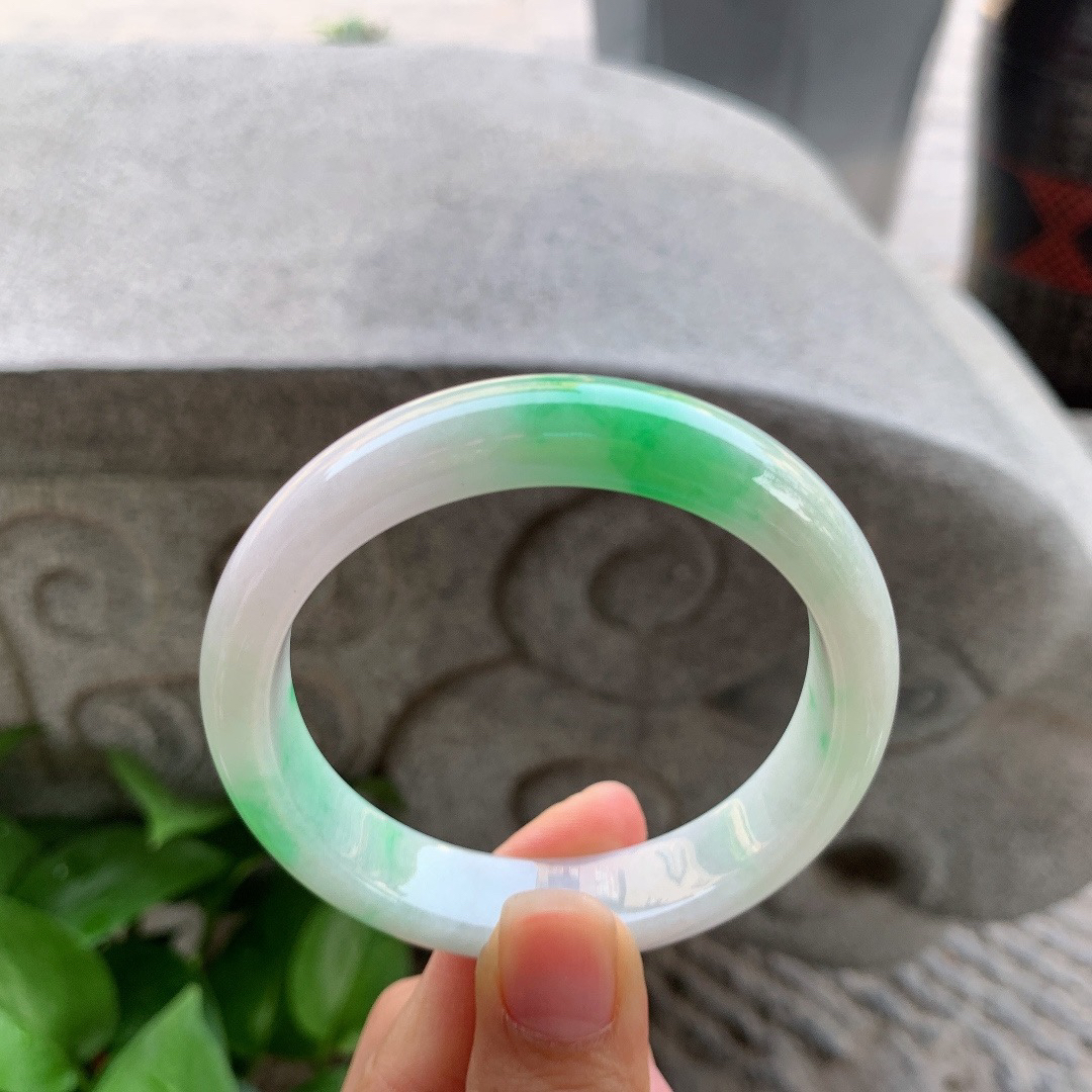 圈口55.3-12.2-7.8 【飘阳绿正圈手镯】正圈55 56可戴