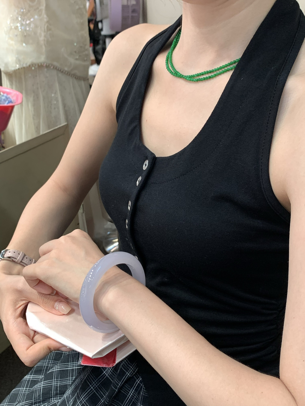 尺寸58.6/12.6/10.3，冰紫罗兰手镯
水润细腻 冰透