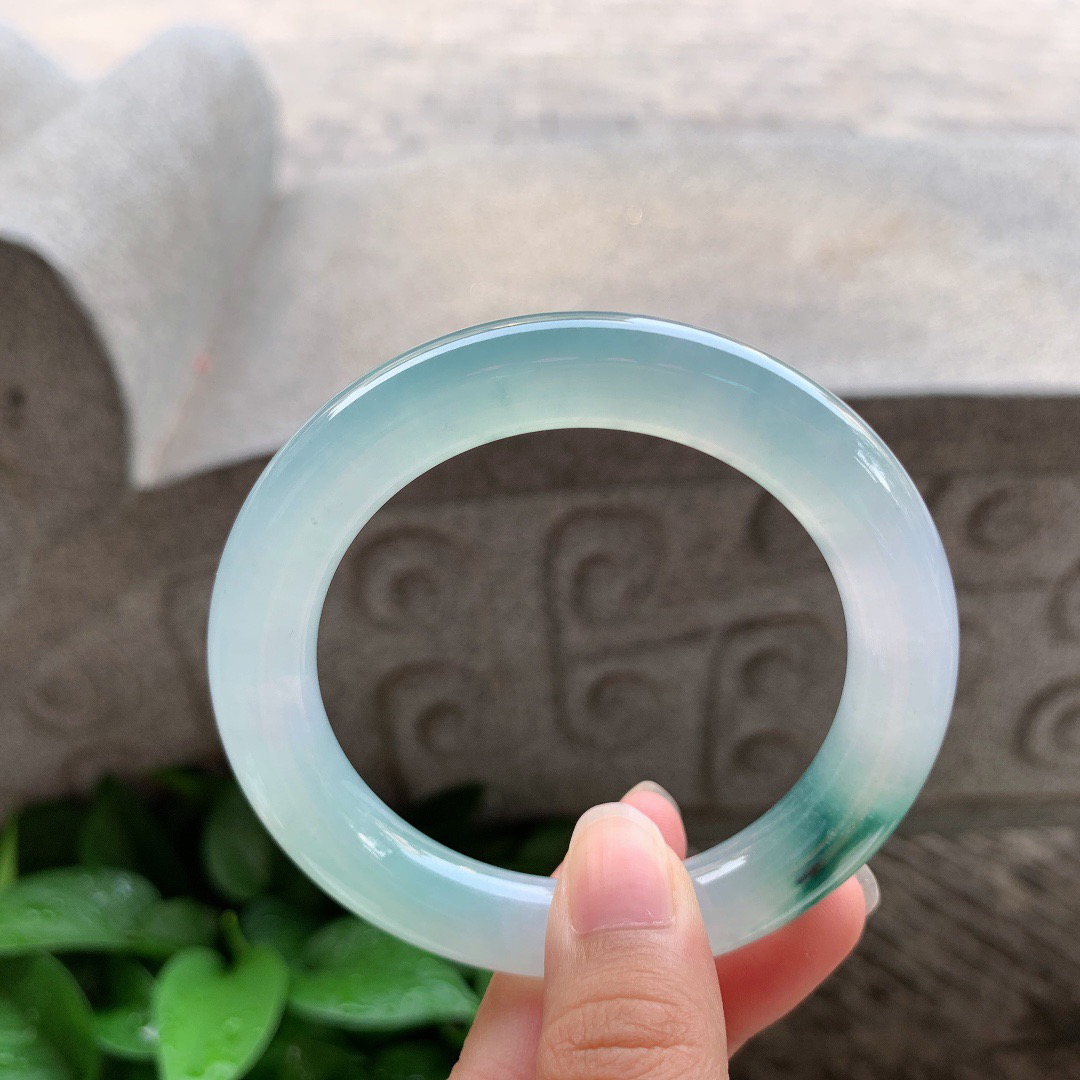 圈口 55.6-10.6【高冰飘花圆条手镯】圆条55 56可戴