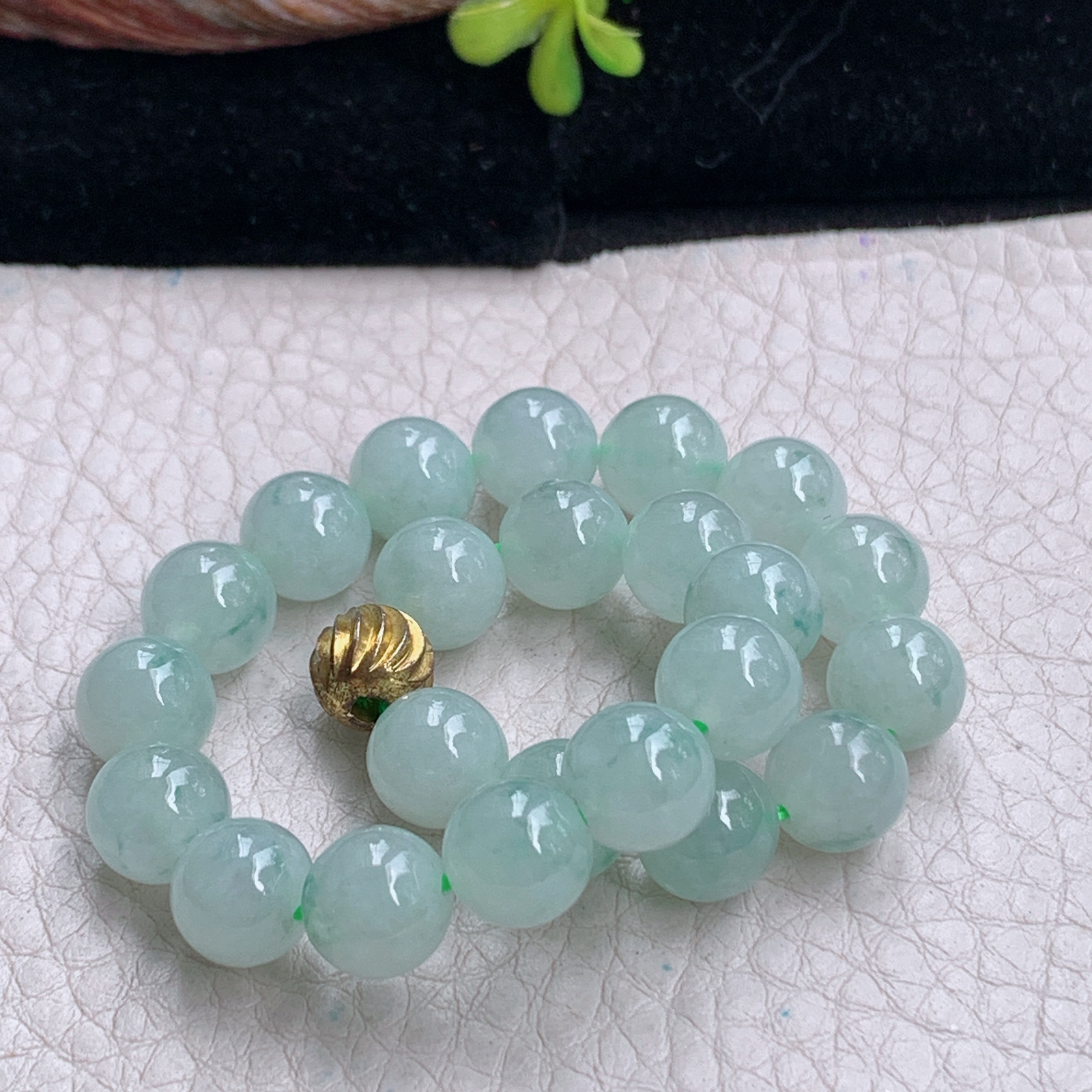 zz3实拍8.3圆珠手链 天然缅甸翡翠飘花玉珠串女款珠链手饰