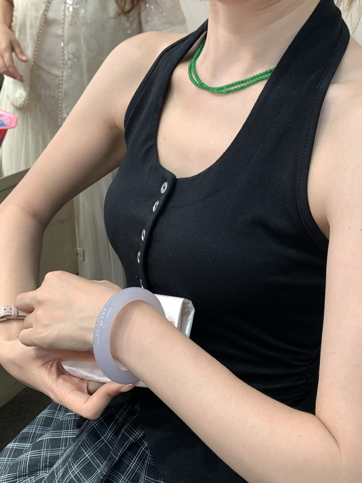 尺寸58.6/12.6/10.3，冰紫罗兰手镯
水润细腻 冰透