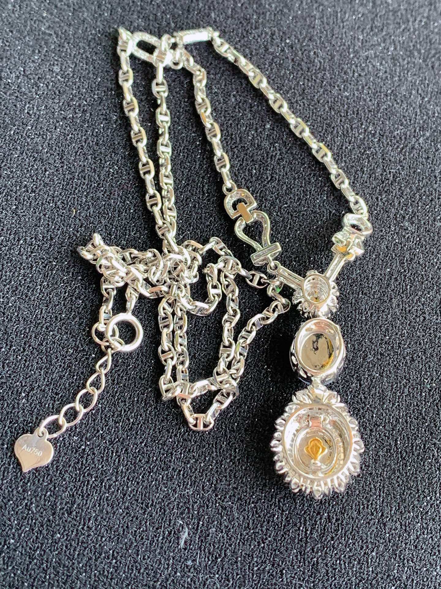 ️【18k镶嵌冰三彩锁骨链】无裂，裸石尺寸：10/9尺寸：32.3/12.3/7.7