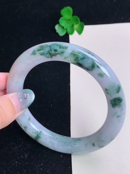 淡紫飘花圆条手镯，无裂，尺寸54.9/10.4/10.2，№:y18lin2  16