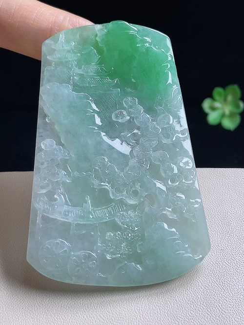 山水，无裂，尺寸74.3/48.7/4.5/编号14d7y