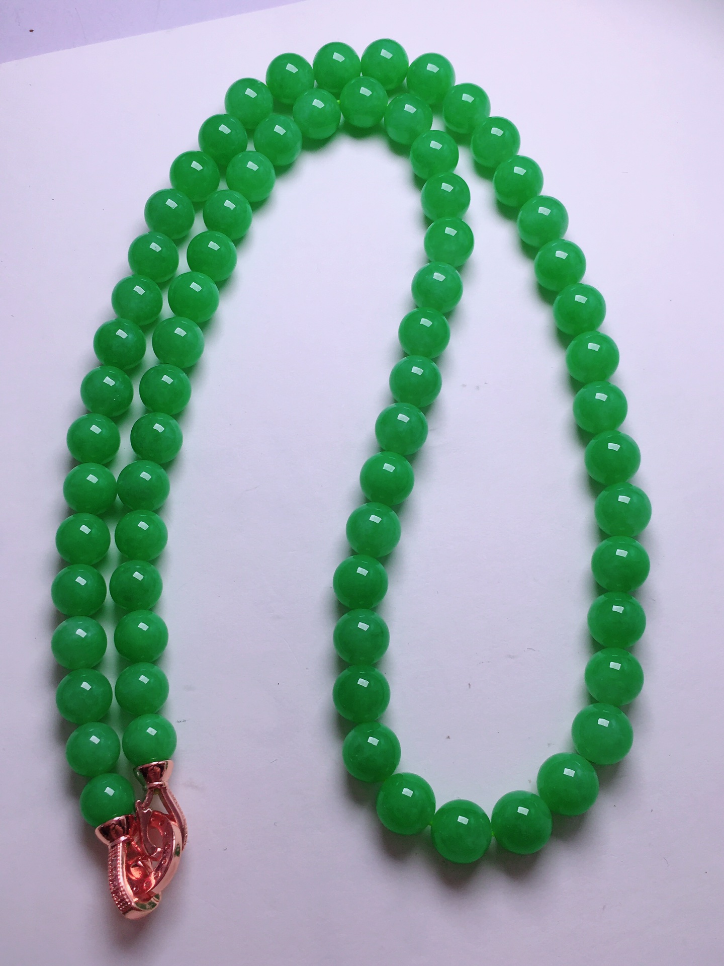 ️超值，高冰绿珠子项链，晶莹剔透，新颖时尚，无裂，7.6-8.5