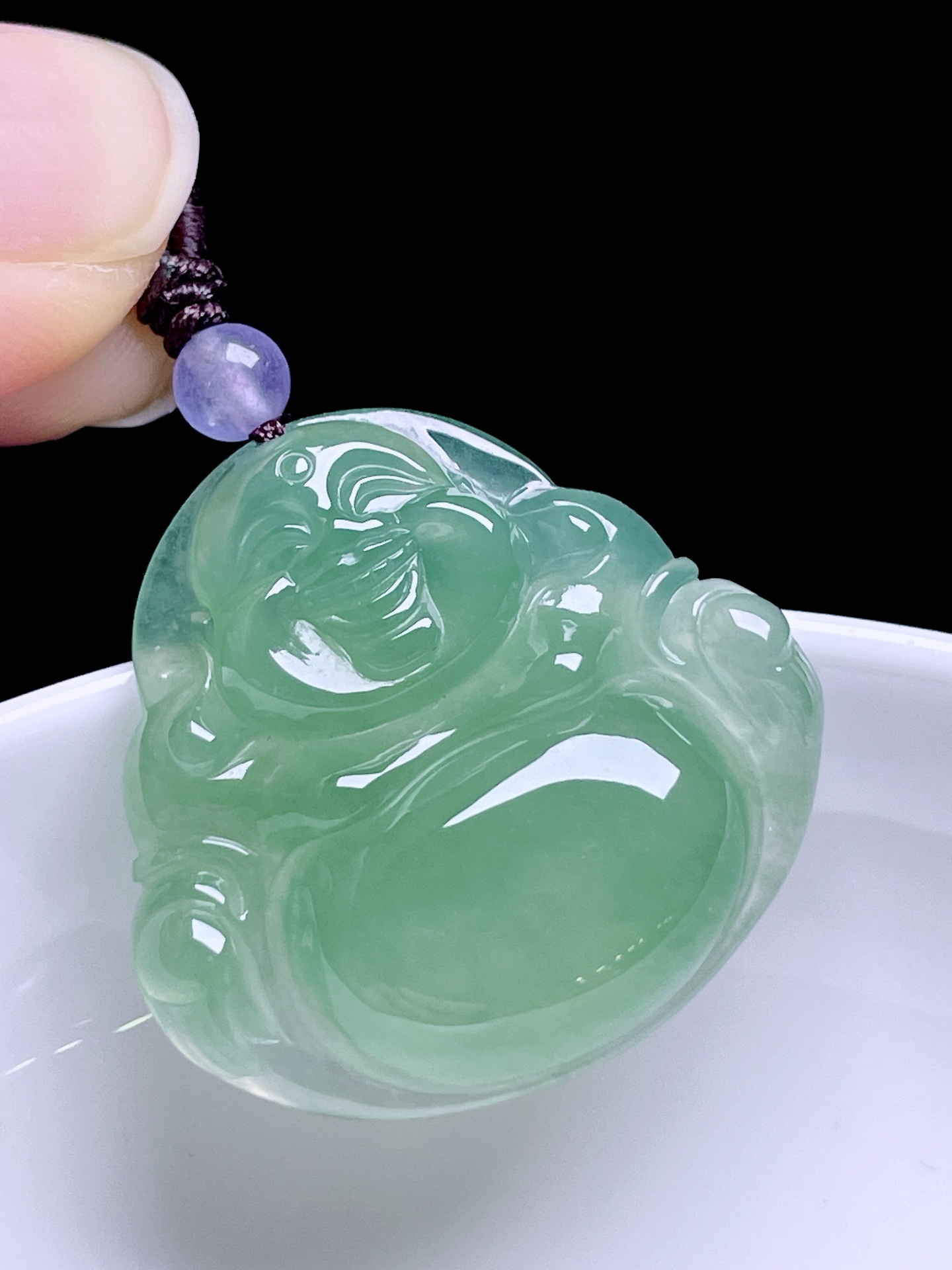 ️ 冰晴底佛公，底色浓郁，种老水润，尺寸：28.4/27/5.9，ss