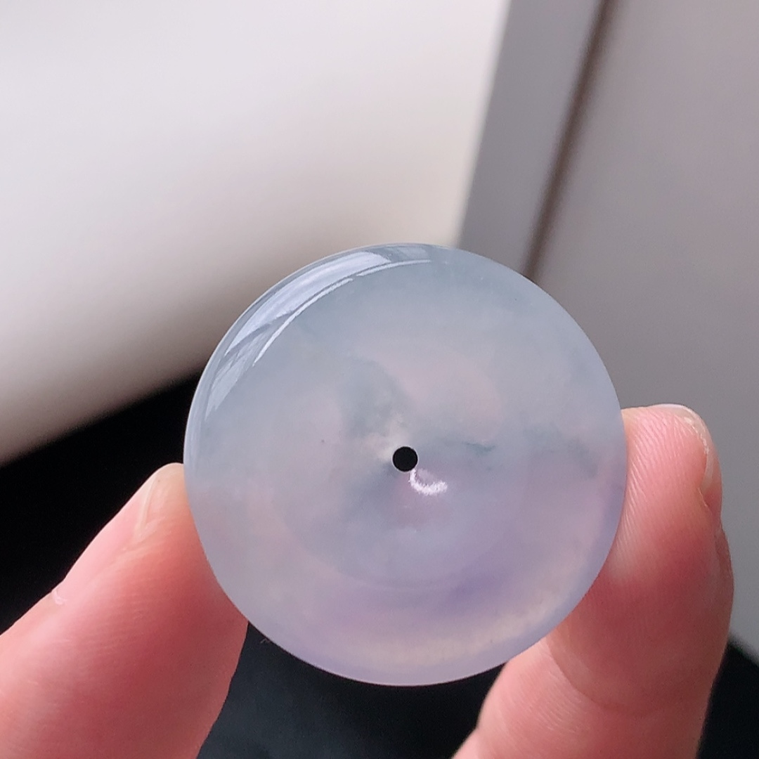 ️️高冰紫平安扣挂件 种色 翠色冰阳鲜甜 佩戴清新自然 货号98417，28.3-5.9