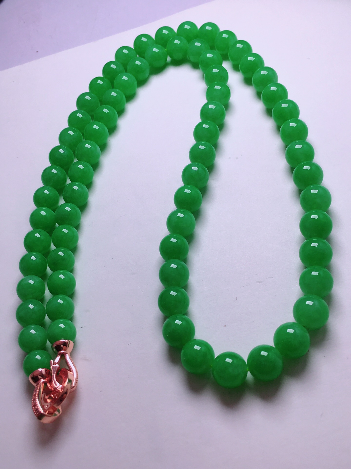 ️超值，高冰绿珠子项链，晶莹剔透，新颖时尚，无裂，7.6-8.5