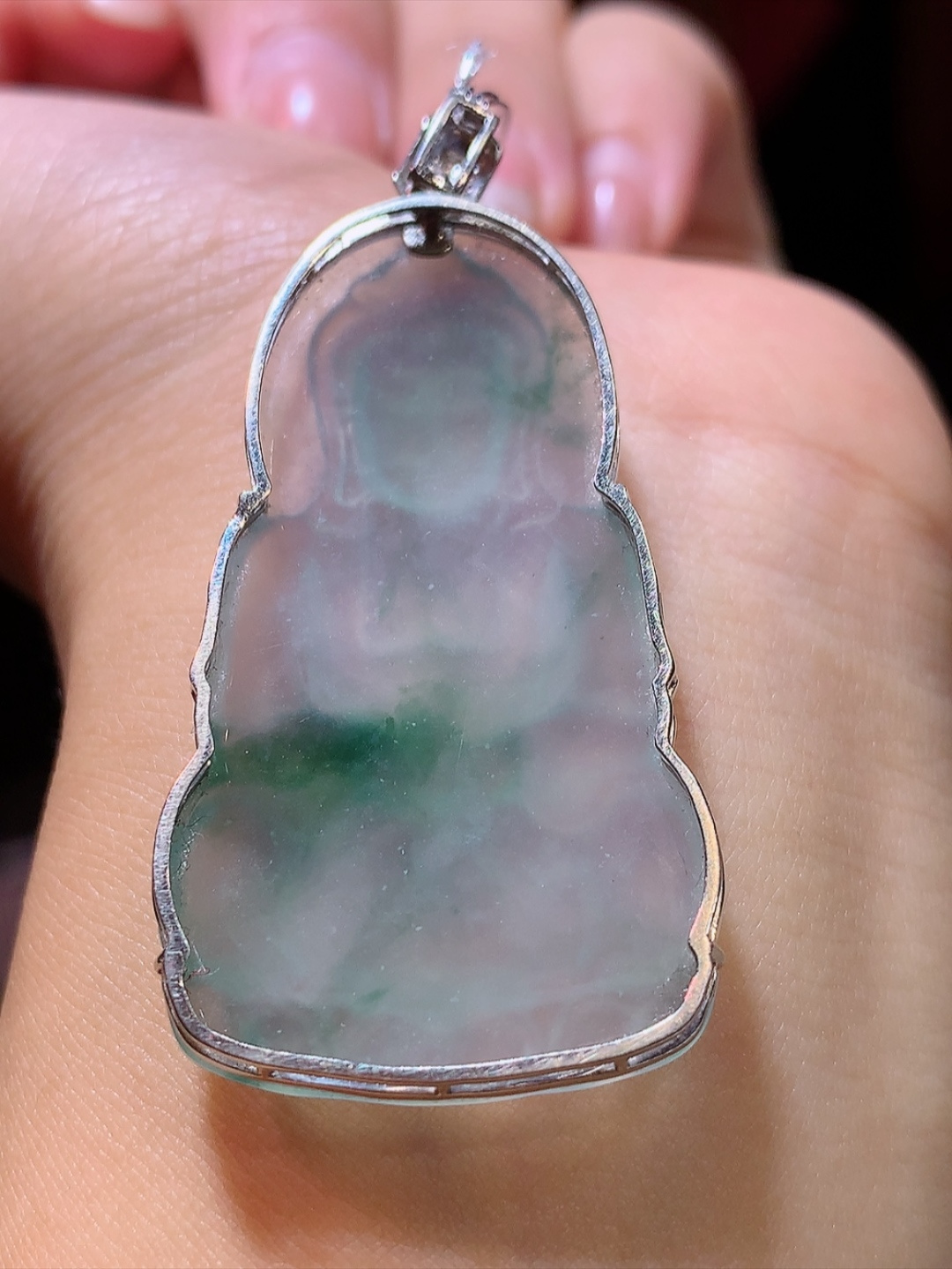 冰飘花观音吊坠 饱满底子细腻，水润十足，佩戴精致优雅 货号03416，53-26.3-5.9