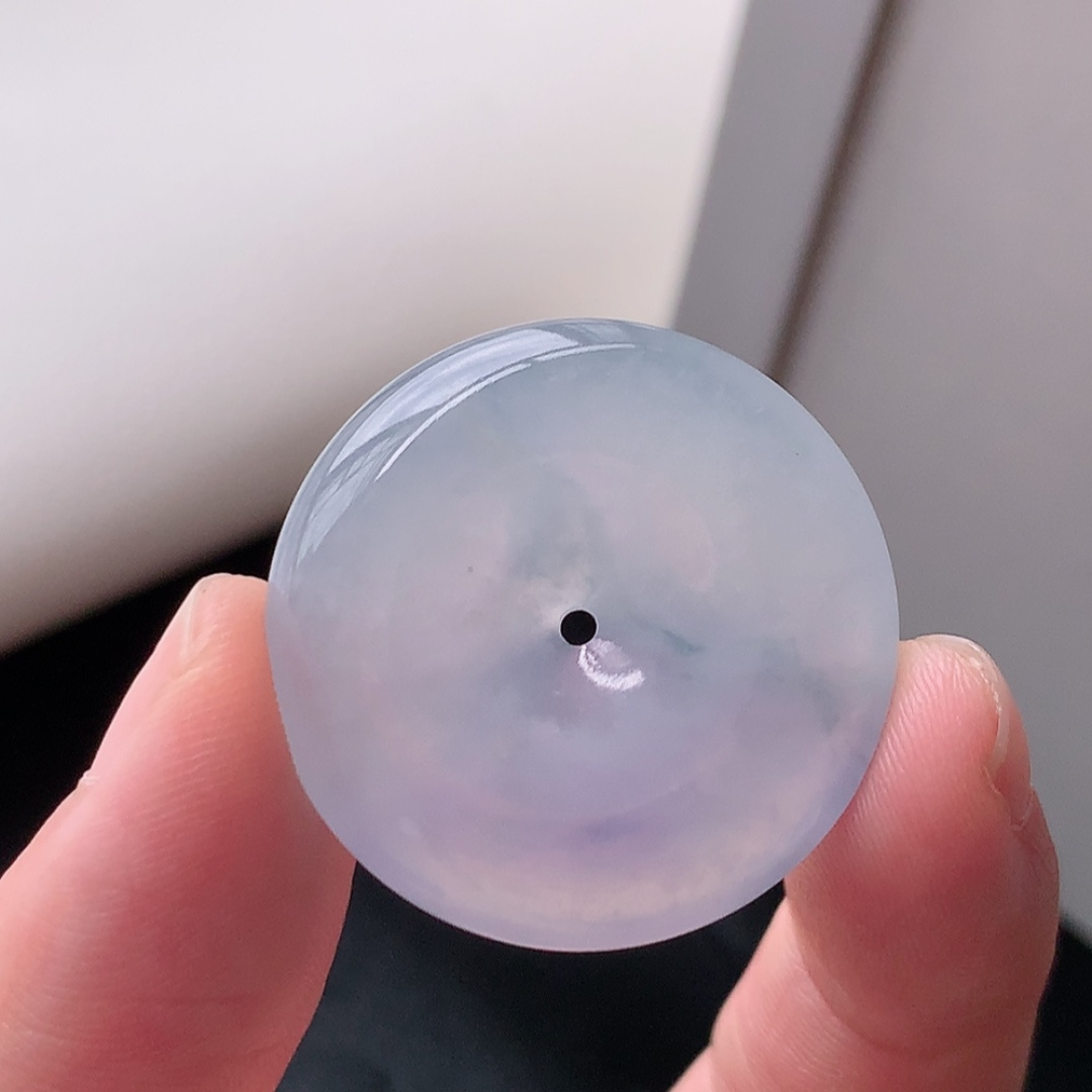 ️️高冰紫平安扣挂件 种色 翠色冰阳鲜甜 佩戴清新自然 货号98417，28.3-5.9