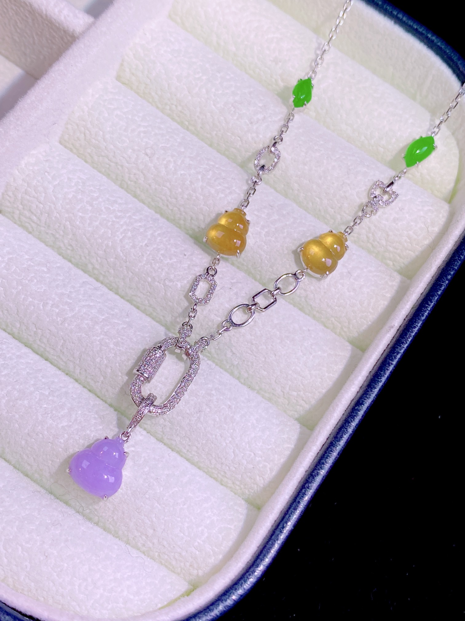 ️月移花影动 疑是玉人来天然翡翠冰种多彩锁骨链 高品质 奢华款佩戴高雅气质 满满的珠宝感 新品，8