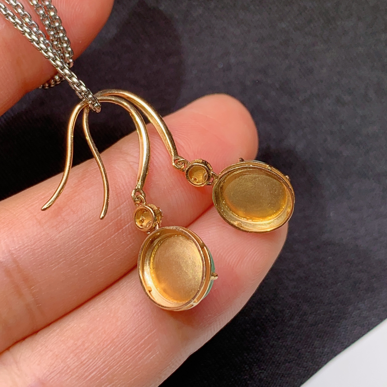 甜绿蛋面耳坠，18k金镶嵌，简约时尚，冰润细腻，种水足，Wzh 尺寸8.7*7.6*3