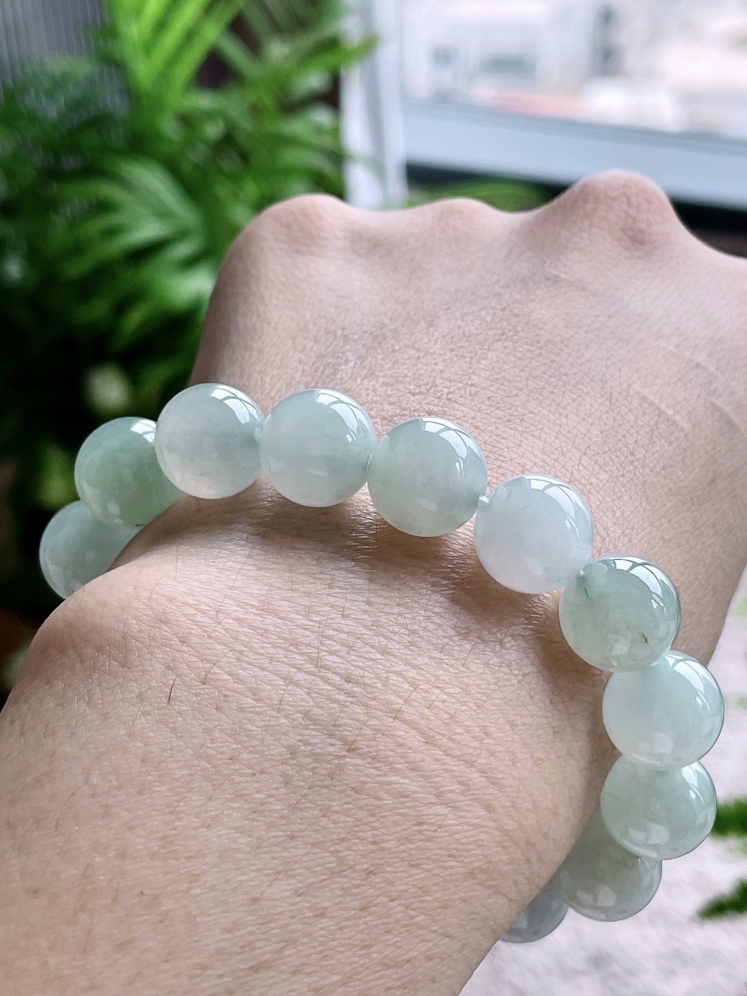 【珠子】冰晴水手串圆珠珠子手串【说明】缅甸 性比高  【尺寸】12mm【重量】51克