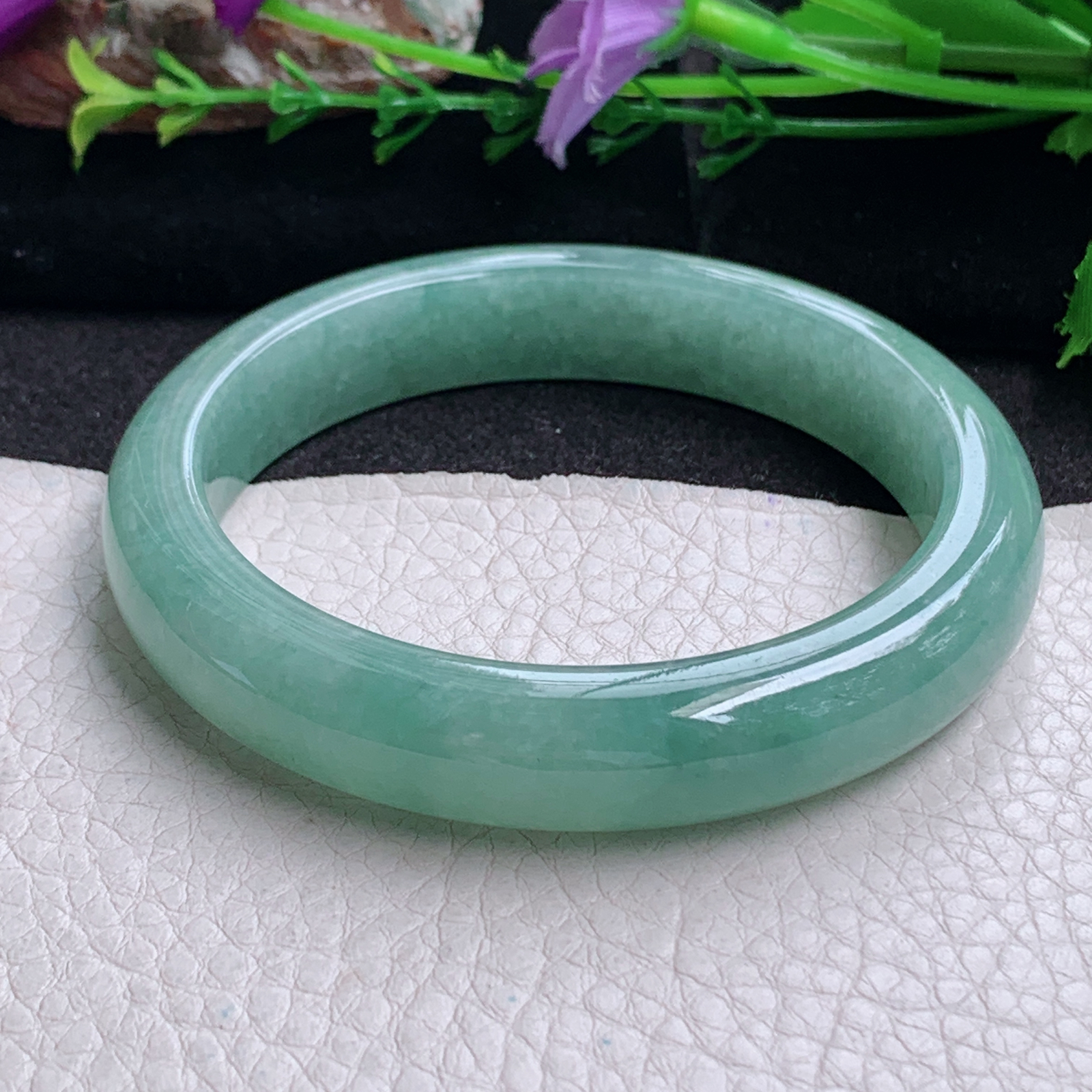 nr实拍59*12.5*8.3平安镯 天然缅甸翡翠a货手镯满绿水润正圈玉镯子