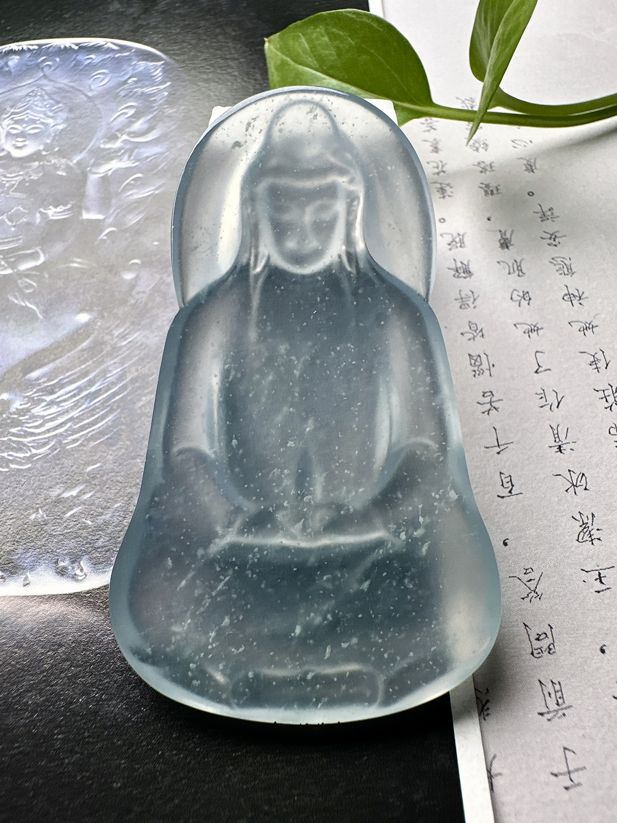 【冰种素衣观音】老料雪花棉，质地细腻，通透度上佳，冰感十足，适合佩戴