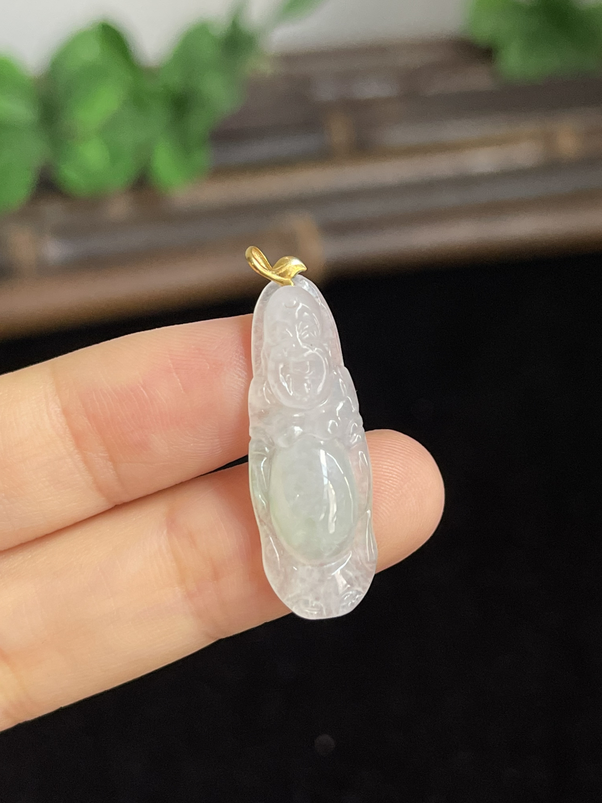 翡翠挂坠，印记：G18K