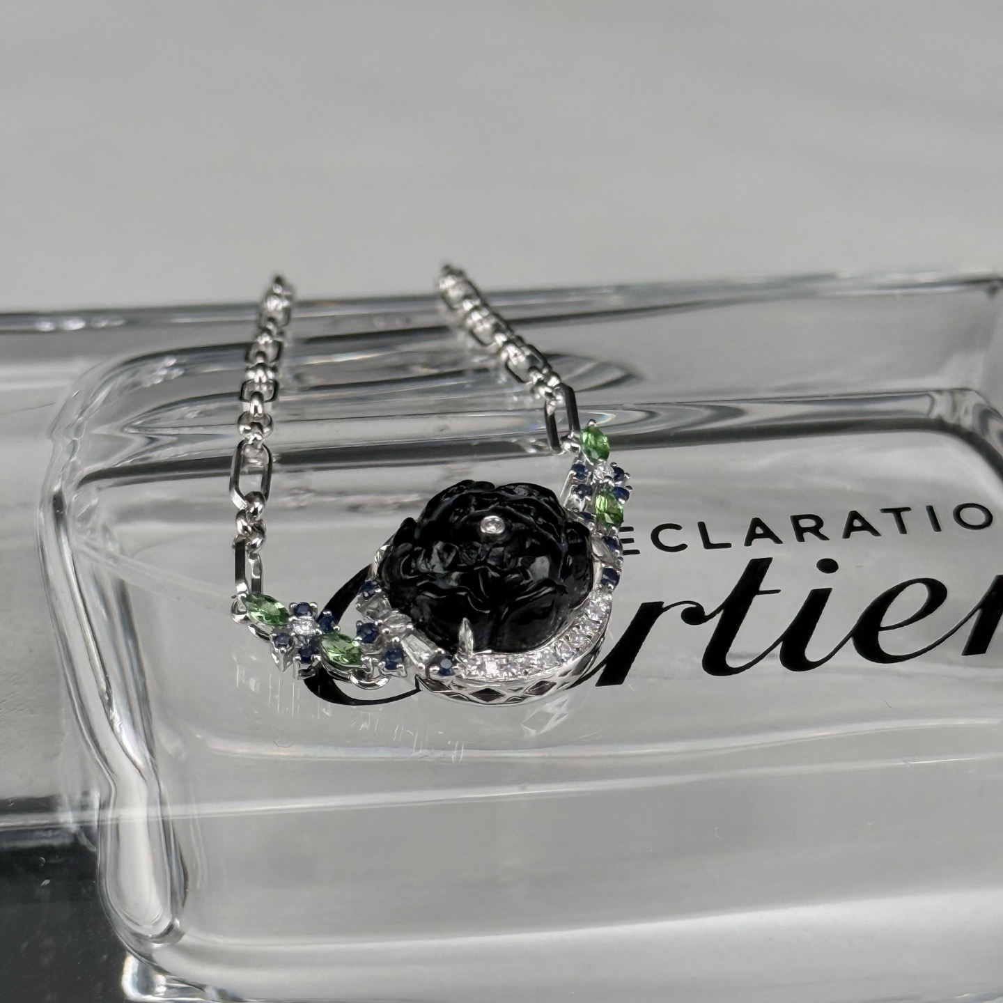 精品18k墨翠手链 种好色正 黑度极好 打灯通透 油性十足 尺寸10.8