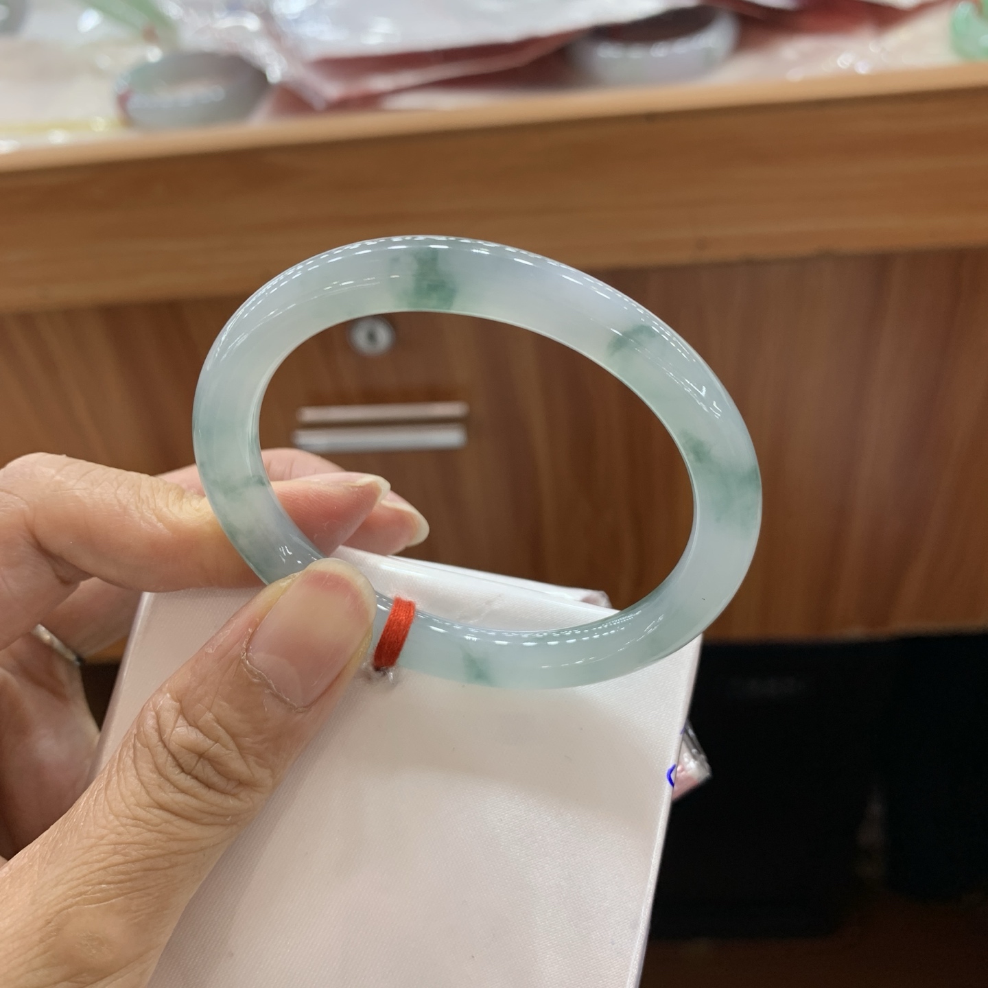 042009FN飘花贵妃翡翠手镯53.2-46.5-7.6