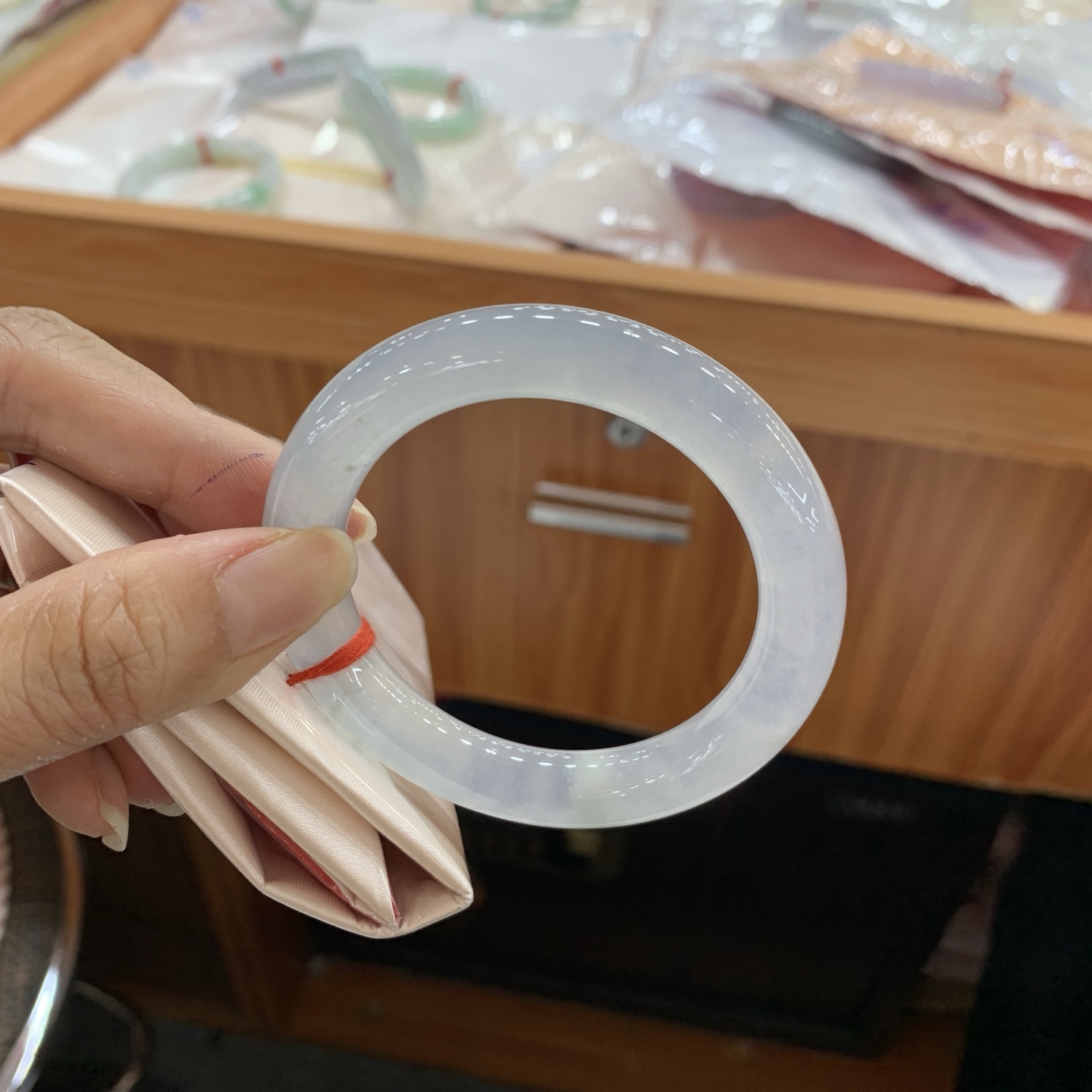 042034JM冰圆条翡翠手镯52.4-9.8