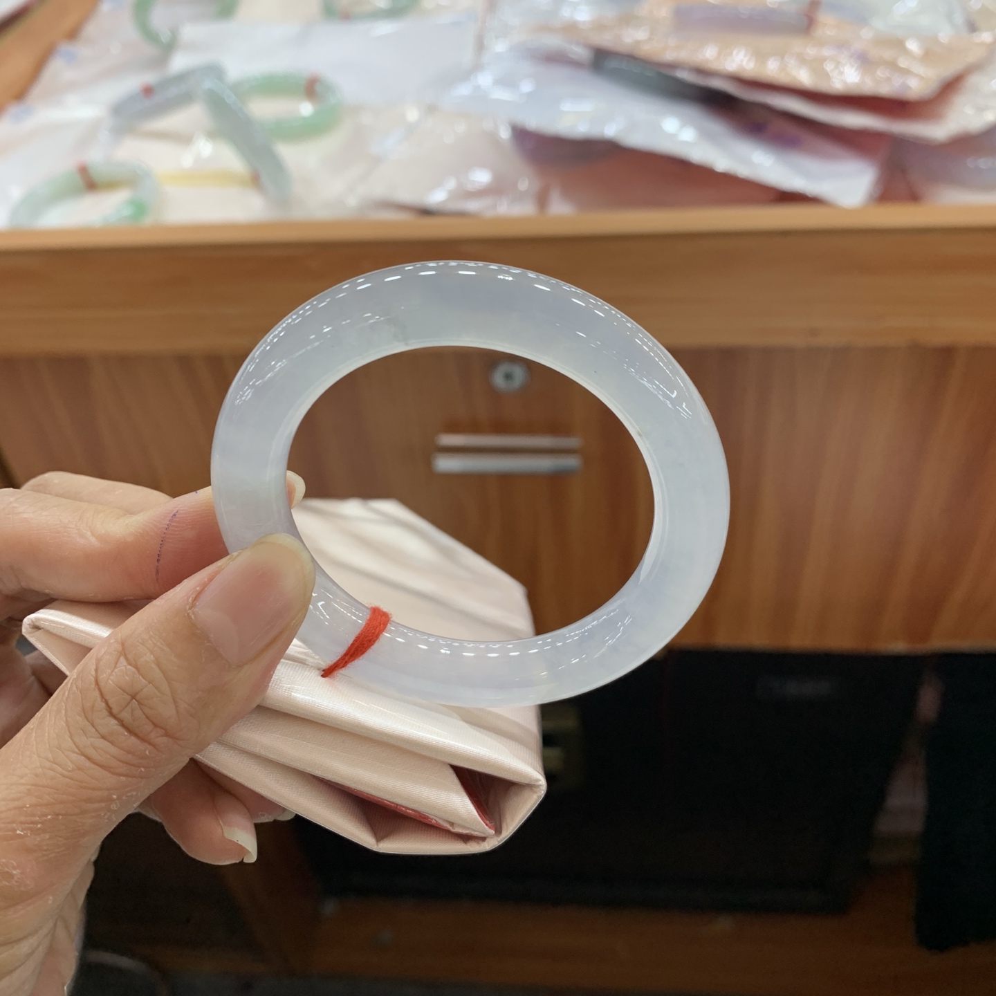 042034JM冰圆条翡翠手镯52.4-9.8