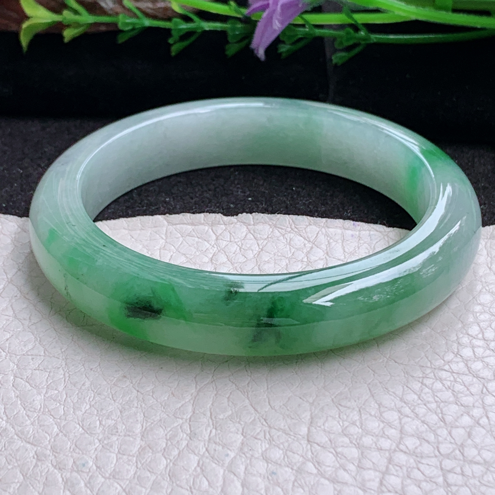 ss实拍56*11.8*8.8平安镯 天然缅甸翡翠手镯辣绿厚装正圈玉镯子