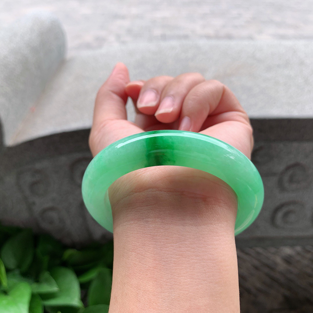 圈口 55-12-10.5【飘阳绿正圈手镯】正圈55 56可戴