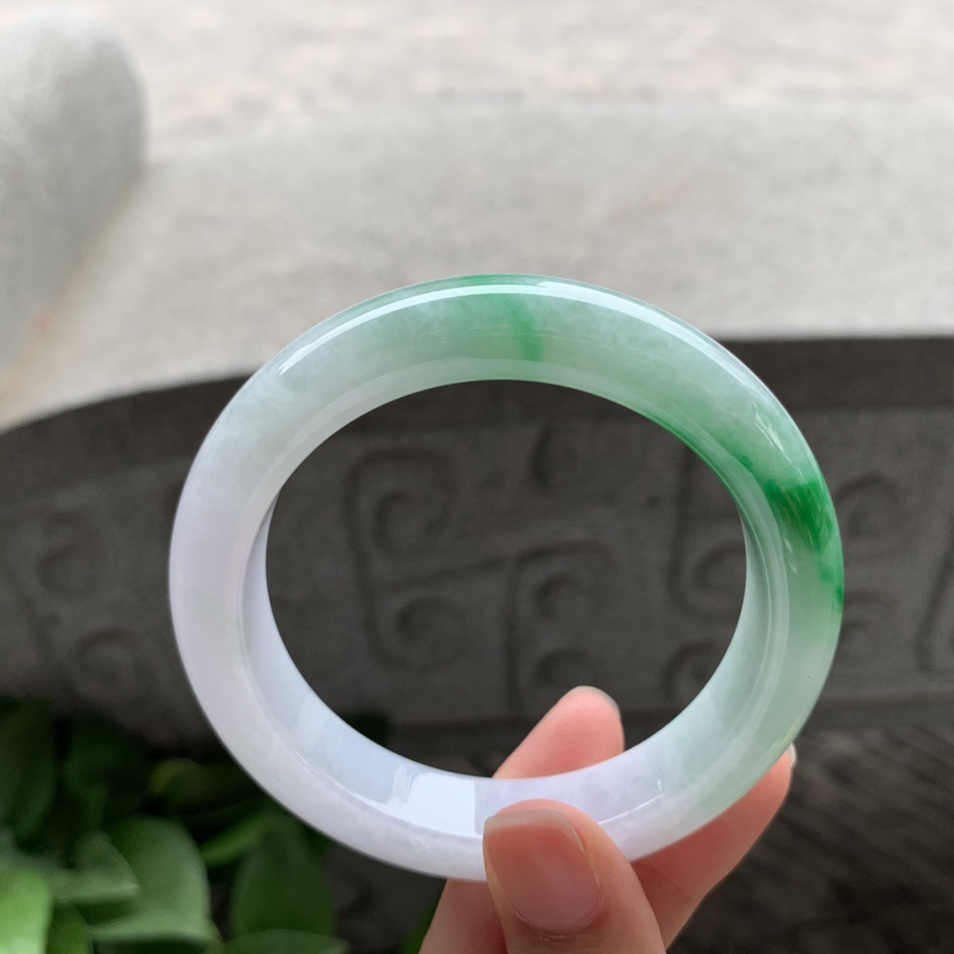 圈口 56.9-12.6-9【飘绿正圈手镯】正圈57 58可戴