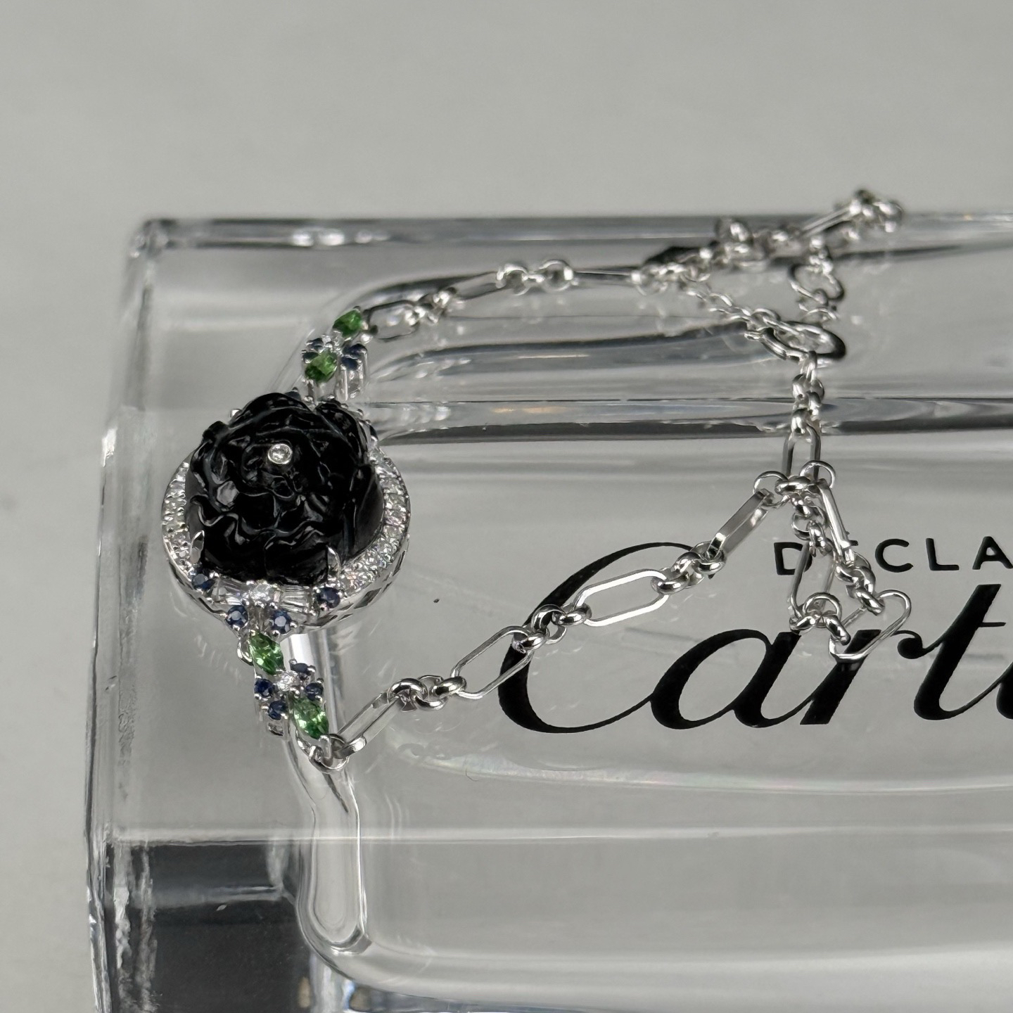 精品18k墨翠手链 种好色正 黑度极好 打灯通透 油性十足 尺寸10.8