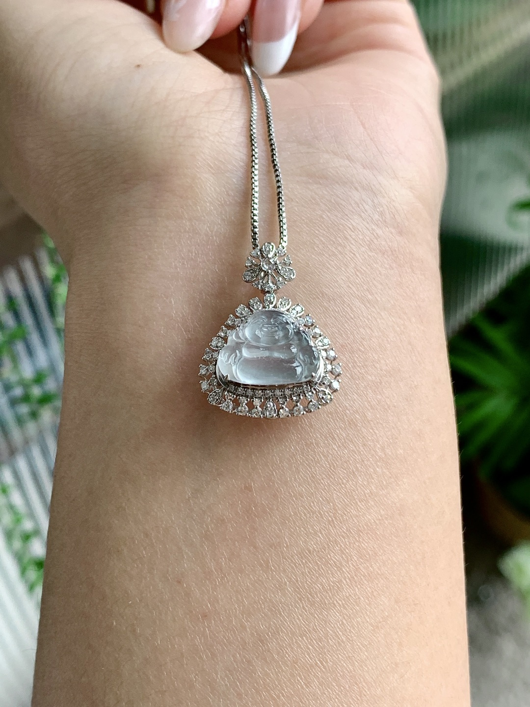 【镶嵌】🫧玻璃种佛公吊坠  【说明】缅甸 18k金镶嵌 无裂 性比高  【整体】22.8-17.7-