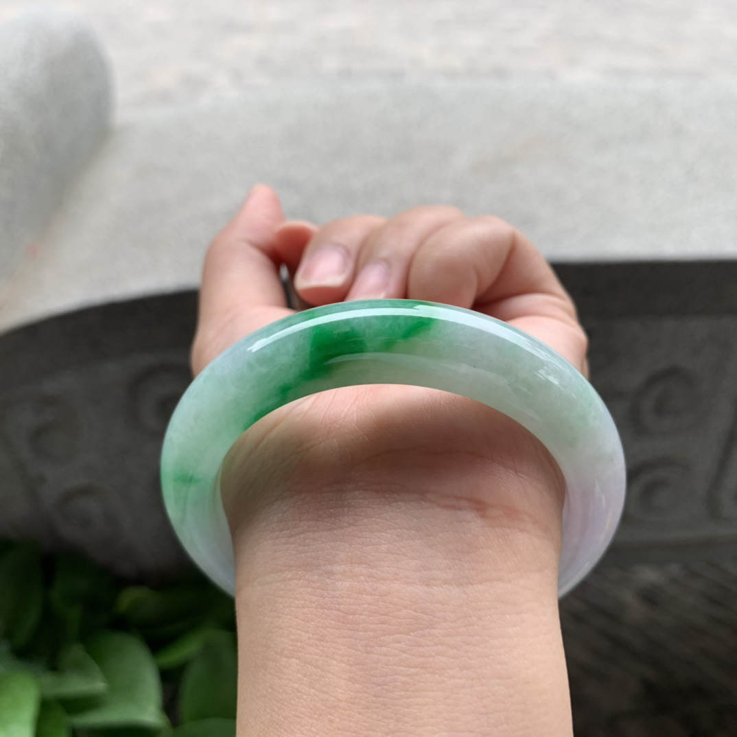 圈口 56.9-12.6-9【飘绿正圈手镯】正圈57 58可戴