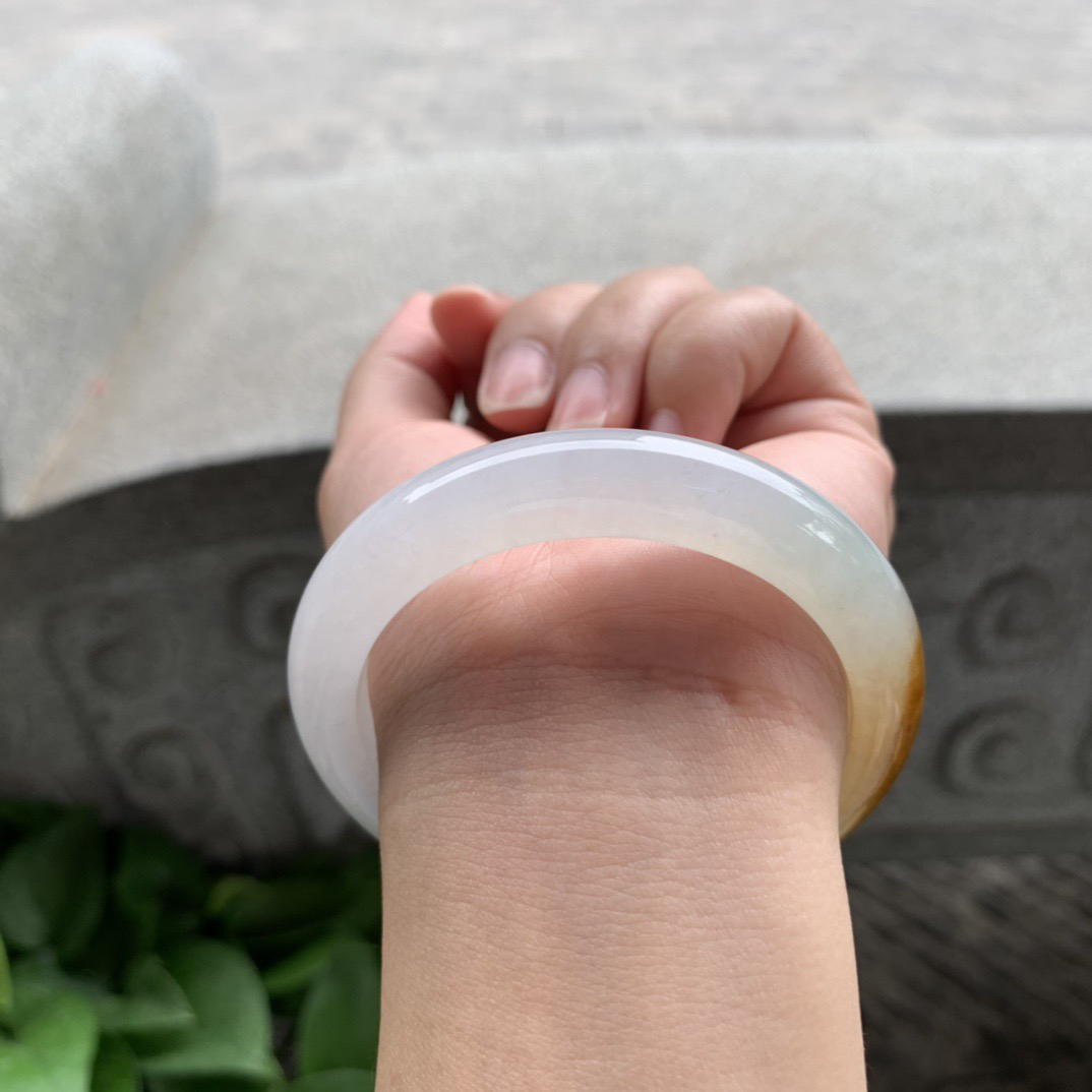 圈口53.8-11.2-8.5 【冰黄翡正圈手镯】正圈53  54可戴