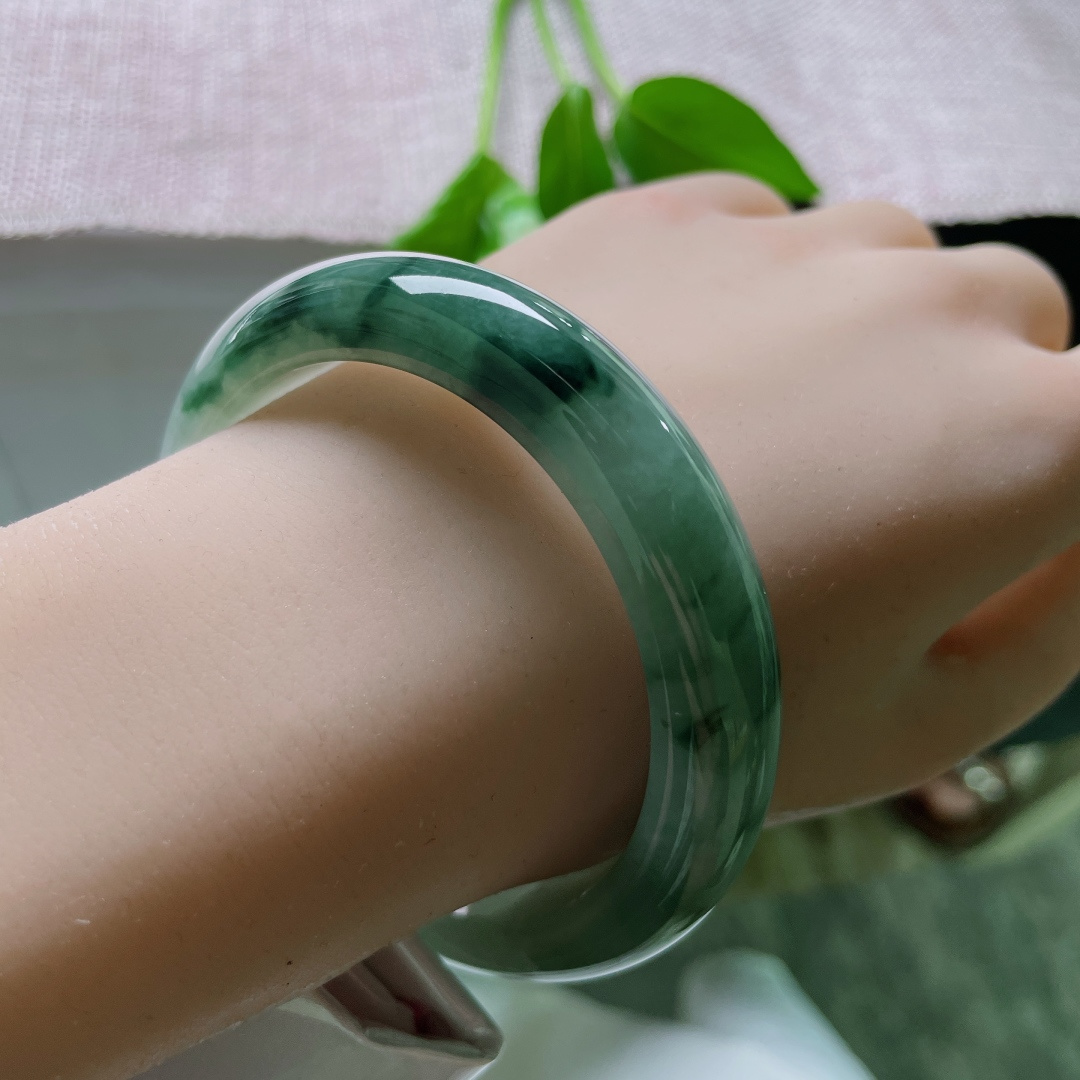 57.6/12.8/8.7飘花正圈，水润，婉间风华，蓝花楹联，贵气，无裂，ss51124a