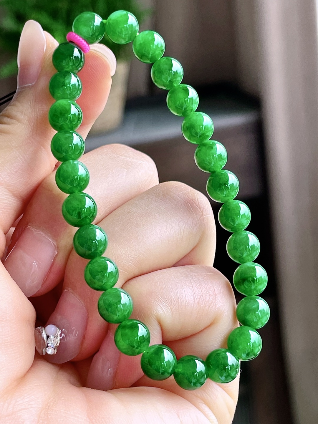 冰阳绿手串圆珠珠子手串，缅料 性比高，7.5mm，18克