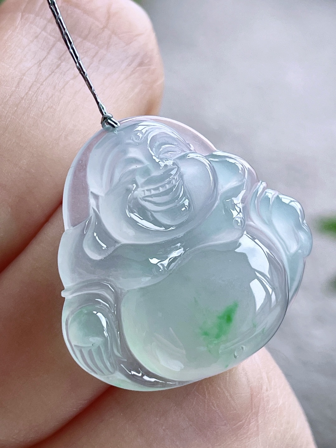 【裸石】飘花佛公吊坠【说明】缅甸 性比高  【尺寸】27-25.4-5.8【重量】6.7克