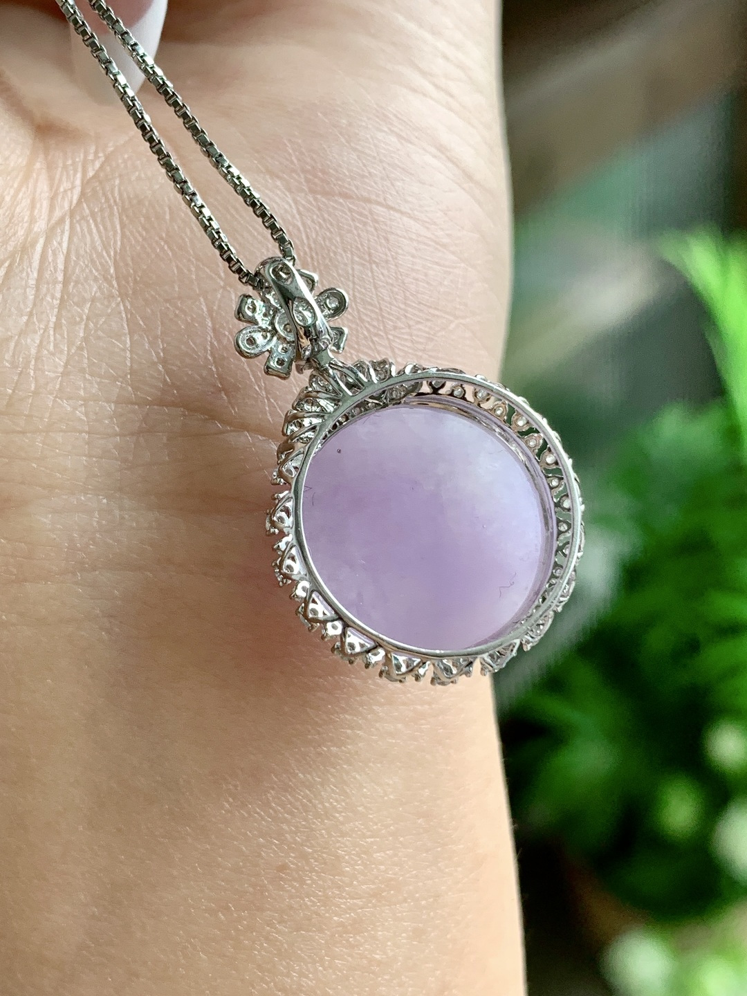 冰圆牌无事牌吊坠，18k金镶嵌，无裂，性比高，29-19.7-9，16-5，4.8克