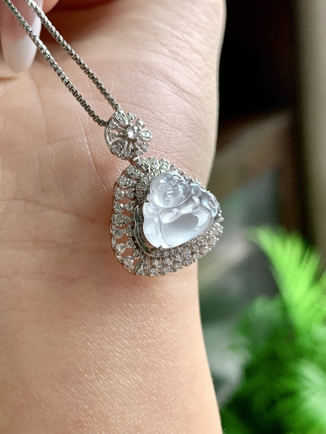 【镶嵌】🫧玻璃种佛公吊坠  【说明】缅甸 18k金镶嵌 无裂 性比高  【整体】22.8-17.7-8.5 【裸石】9.3-12.2-3 【重量】2.6克 【】不议