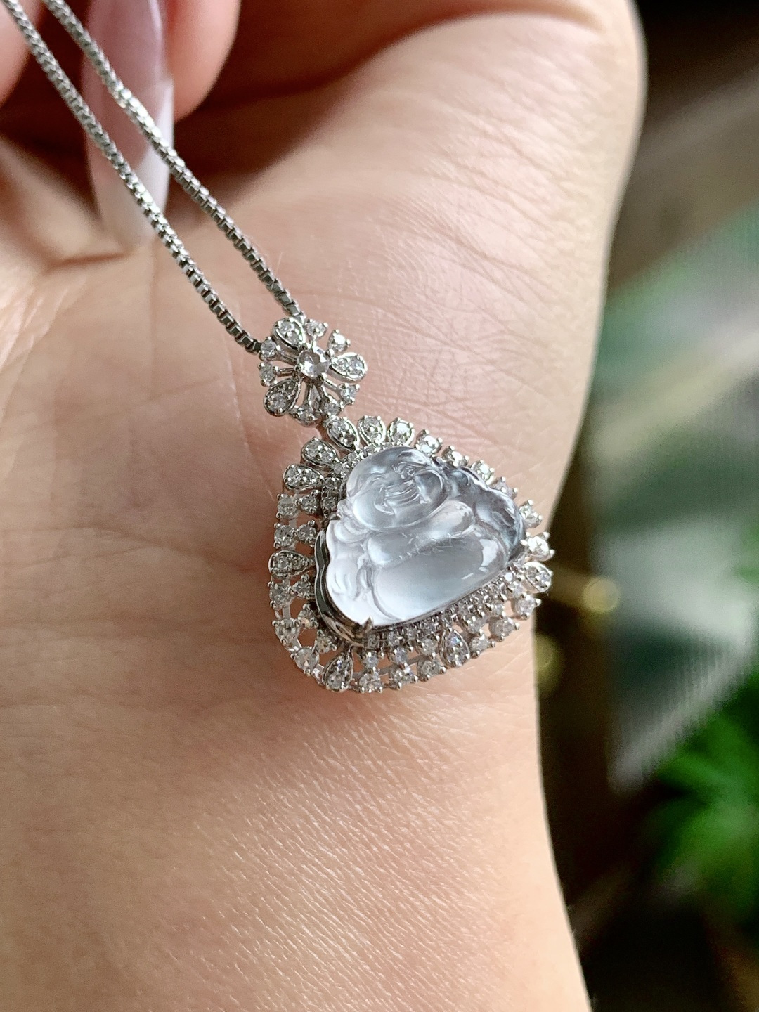 【镶嵌】🫧玻璃种佛公吊坠  【说明】缅甸 18k金镶嵌 无裂 性比高  【整体】22.8-17.7-8.5 【裸石】9.3-12.2-3 【重量】2.6克 【】不议