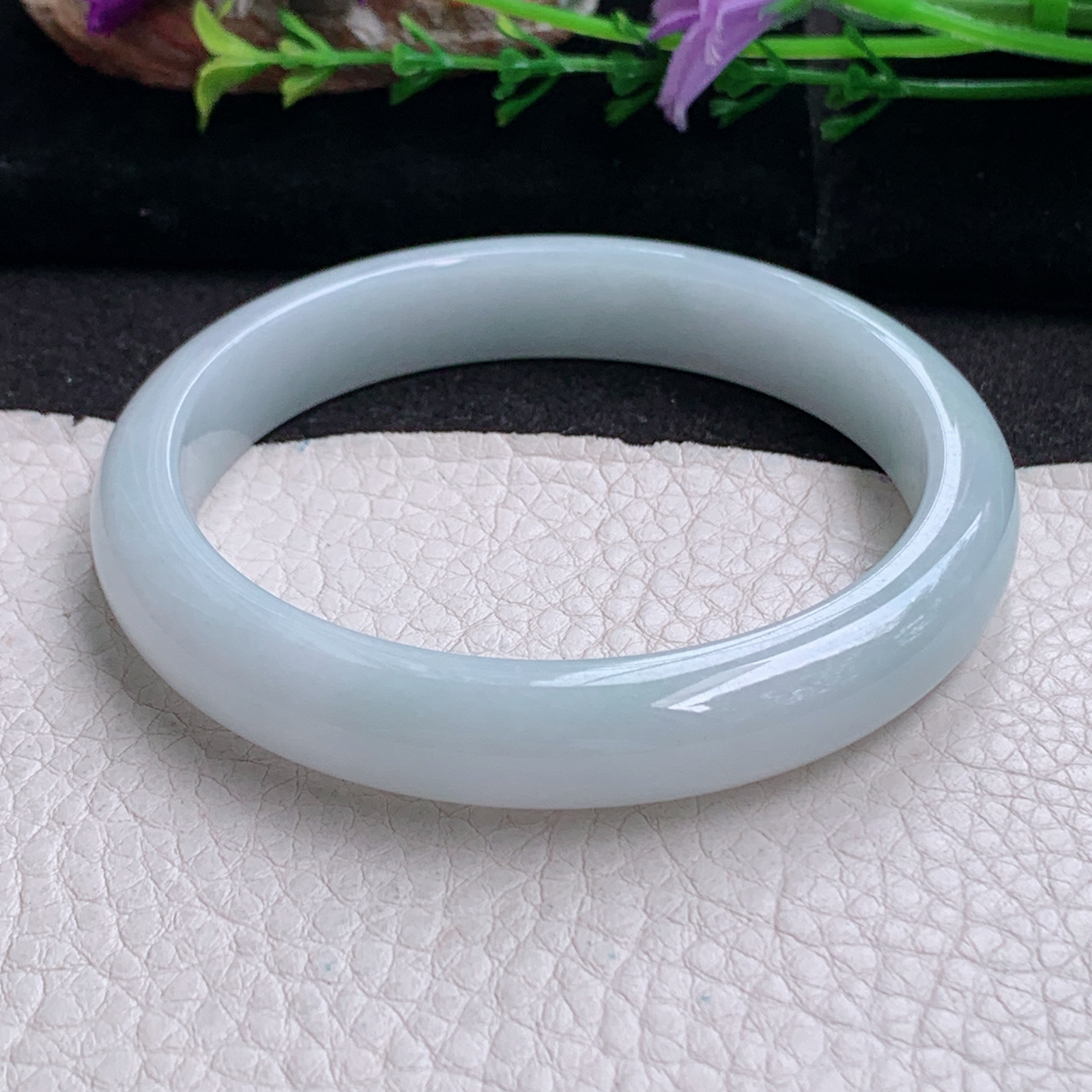 nr实拍59.5*11.3*7.6平安镯 天然缅甸翡翠a货手镯白月光纯美正圈玉镯子