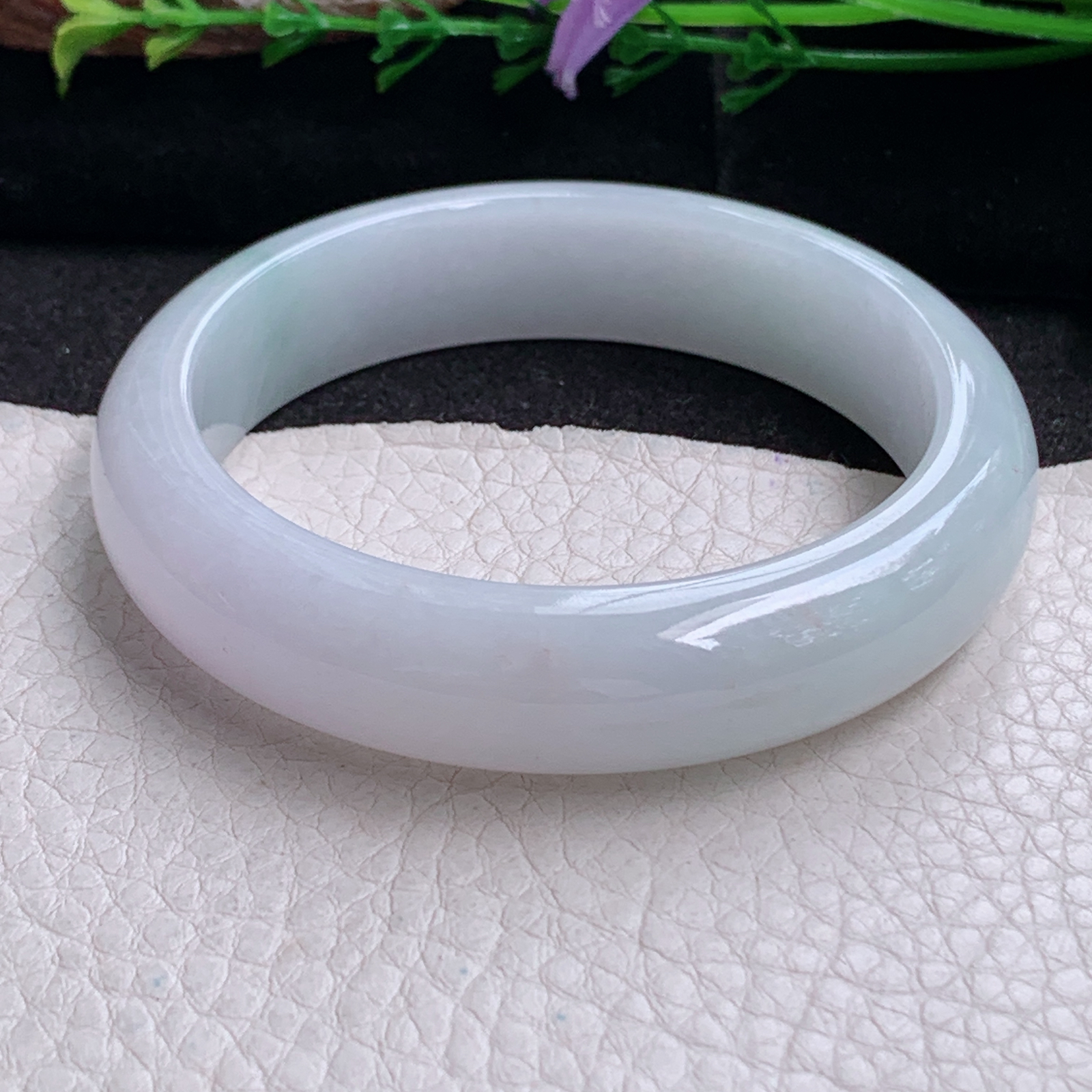 nr实拍55.3*14*8平安镯 天然缅甸翡翠a货手镯飘花大气正圈玉镯子