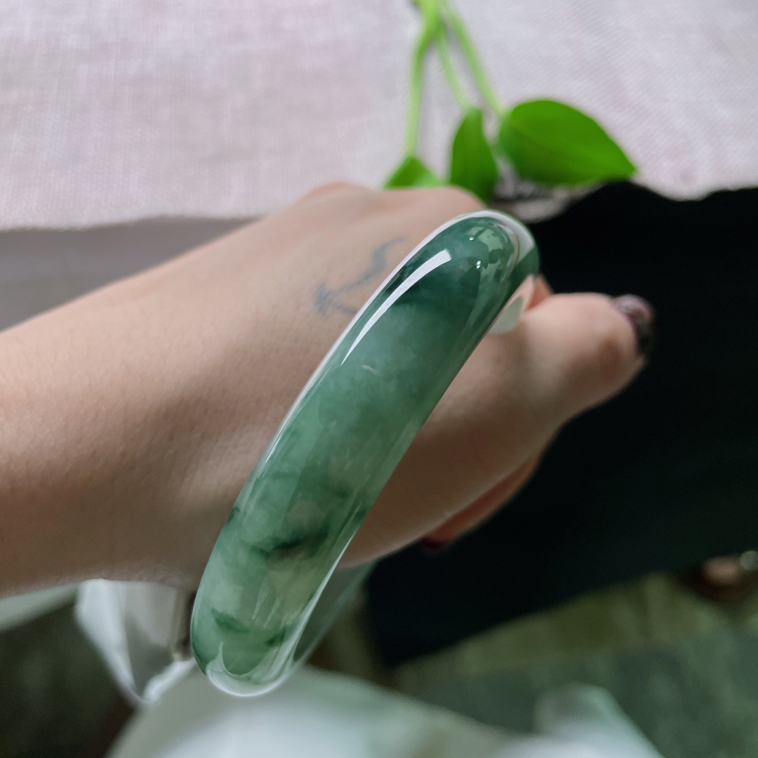 57.6/12.8/8.7飘花正圈，水润，婉间风华，蓝花楹联，贵气，无裂，ss51124a