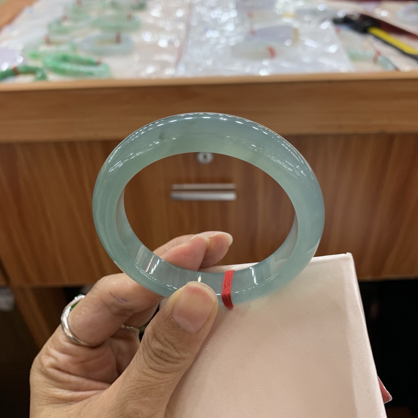 042045CK冰蓝胶正圈翡翠手镯54.7-12.1-8.4