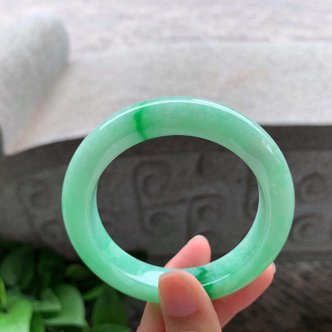 圈口 55-12-10.5【飘阳绿正圈手镯】正圈55 56可戴