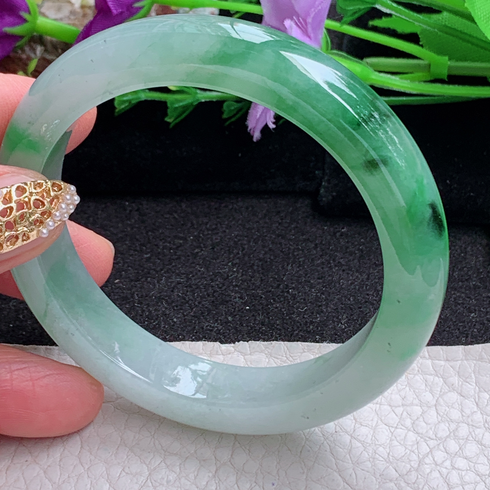 ss实拍56*11.8*8.8平安镯 天然缅甸翡翠手镯辣绿厚装正圈玉镯子