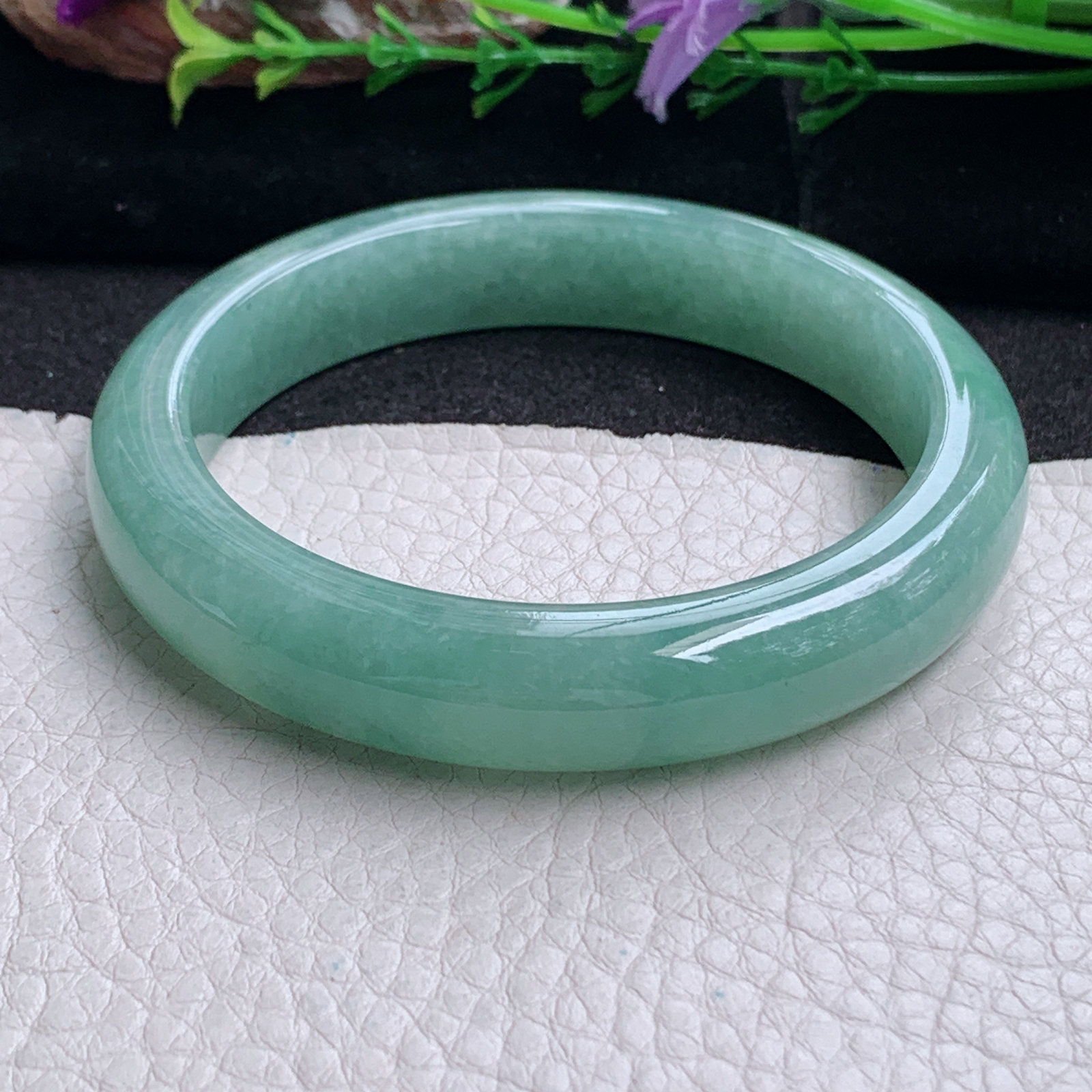 nr实拍59*12.5*8.3平安镯 天然缅甸翡翠a货手镯满绿水润正圈玉镯子